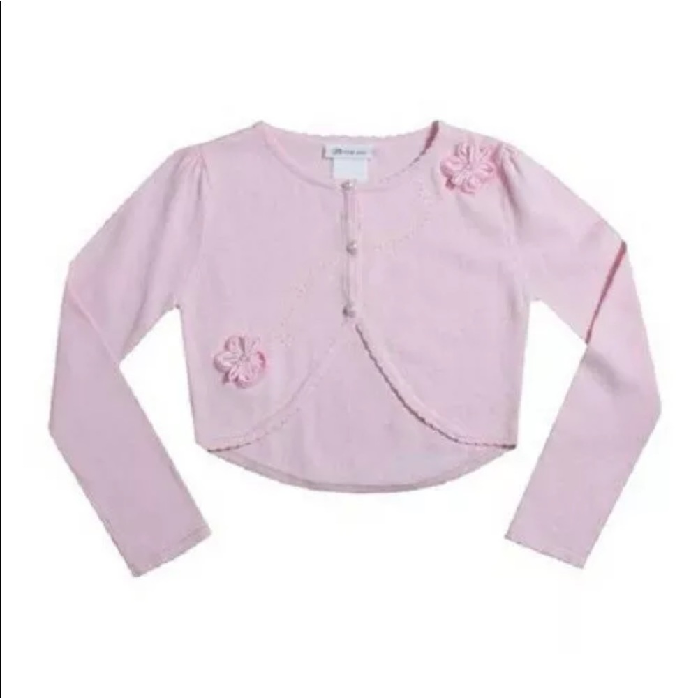 ☘️Girls Pink Satin Organza Sweater New